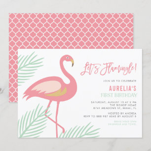 Lasst uns Flamingle Tropical ersten Geburtstag Ein Einladung