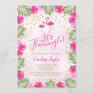 Lasst uns Flamingle Tropical Pink Blumenspülung Du Einladung