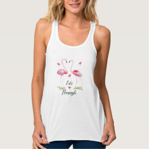 Lasst uns Flamingle-Typografie Flamingos, Blumen Tank Top