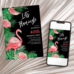 Lasst uns Flamingo-Geburtstagsfeier Einladung