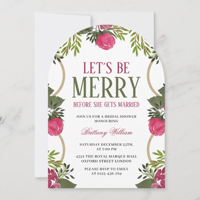 Lasst uns frohe Weihnachts-Bridal-Dusche Einladung (Vorderseite)