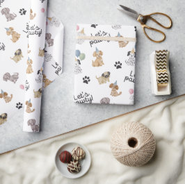 Lasst uns Geburtstag feiern Welpen Geschenkpapier