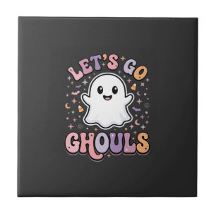Lasst uns gehen, Ghule Süße Halloween-Geist Grafik Fliese