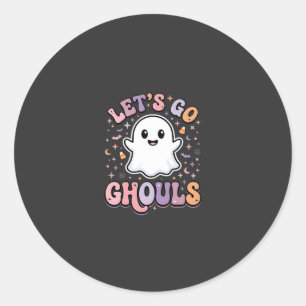 Lasst uns gehen, Ghule Süße Halloween-Geist Grafik Runder Aufkleber