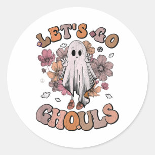 Lasst uns Ghouls Ghost 70er Hippie Halloween Herbs Runder Aufkleber