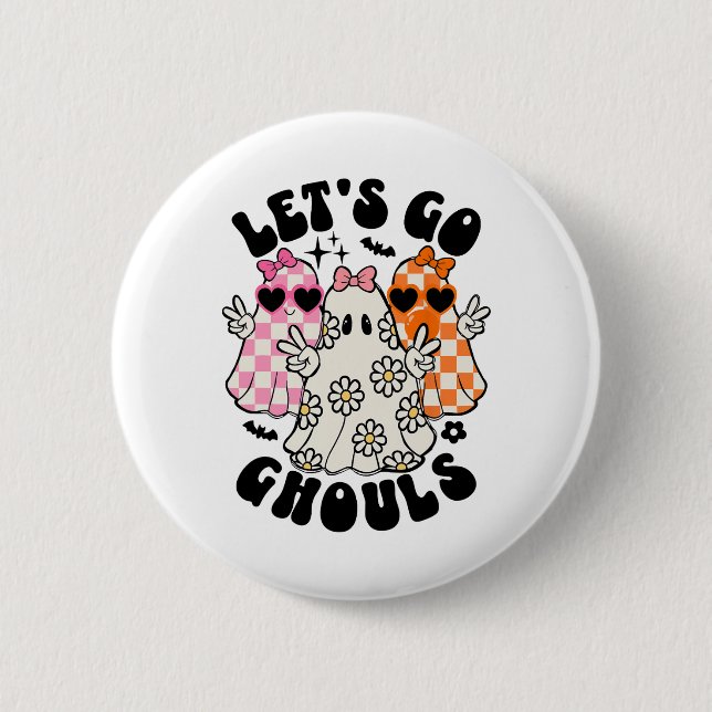Lasst uns Ghouls Halloween Ghost Flora Spooky Seas Button (Vorderseite)