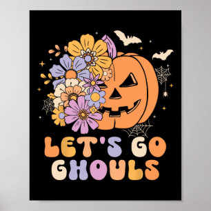 Lasst uns Ghouls Halloween Pumpkin Kostüm Retro Gr Poster