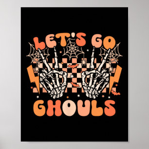 Lasst uns Ghouls Halloween Skeleton Kostüm Retro G Poster