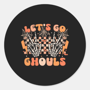 Lasst uns Ghouls Halloween Skeleton Kostüm Retro G Runder Aufkleber