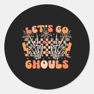 Lasst uns Ghouls Halloween Skeleton Kostüm Retro G Runder Aufkleber