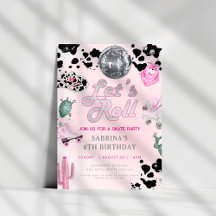 Lasst uns Girls Pink Cowgirl Geburtstag rollen