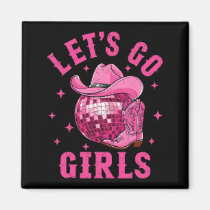 Lasst uns Girls Western Cowgirl Boot Hat Disco Bac Magnet