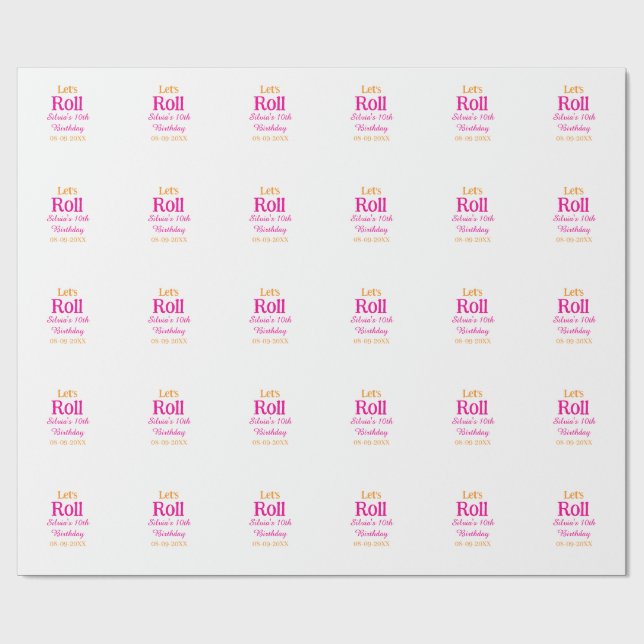 Lasst uns glücklich 10. Geburtstag hinzufügen Name Geschenkpapier (Flach)