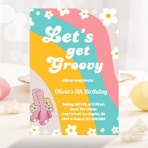 Lasst uns Groovy Daisy Rainbow Hippie Retro Birth