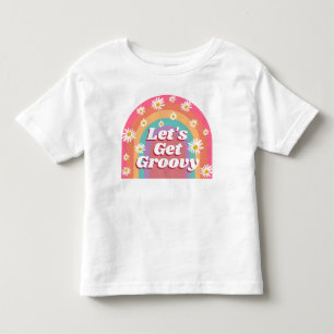 Lasst uns Groovy Farbige Regenbogen- und Gänseblüm Kleinkind T-shirt