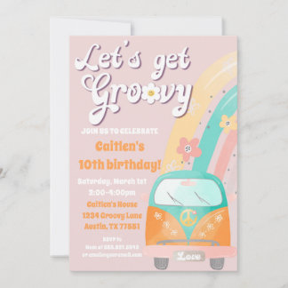 Lasst uns Groovy Geburtstagseinladung Hippie Retro Einladung