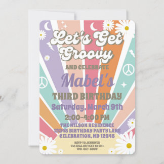 Lasst uns Groovy Hippy Sun & Daisy Girls zum Gebur Einladung