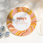 Lasst uns Groovy Pink Retro Girl Geburtstagsparty  Pappteller<br><div class="desc">Fügen Sie Ihrer Geburtstagsparty mit diesen Tellern etwas Spaß hinzu! Dieses Design wurde in Übereinstimmung mit unserer Let's Get Groovy Pink Retro Girl Birthday Party-Kollektion, dieses Design verfügt über ein Hippie-wirl-Muster. Klicken Sie auf "Diese Vorlage personalisieren" und füllen Sie die Felder mit Ihren Daten aus. Fühlen Sie sich frei, um...</div>