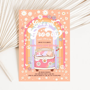 Lasst uns Groovy Van Daisy Hippie 70er-Birthday fe Einladung
