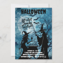 Lasst uns gruselig werden – Blaue Halloween-Einlad Save The Date