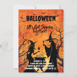 Lasst uns Gruselig werden – Orange Halloween-Einla Save The Date