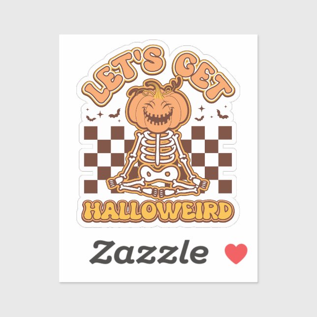 Lasst uns halb komisch Halloween Groovy Retro beko Aufkleber (Blatt)