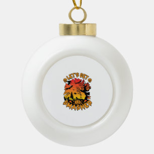 Lasst uns Halloween-Kürbis Gruseliger Baum Flederm Keramik Kugel-Ornament