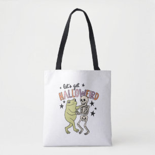 "Lasst uns halloweird werden" Frosch und Skelett b Tasche