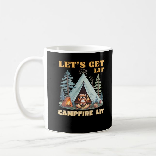 Lasst uns hingehen. Campfire Lit. Camping Quotes-K Kaffeetasse (Links)