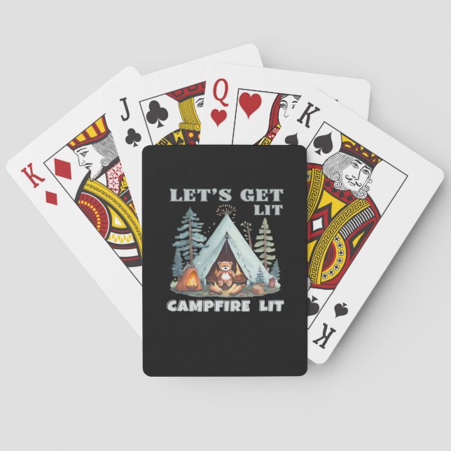 Lasst uns hingehen. Campfire Lit. Vibe Camping Cla Spielkarten (Rückseite)