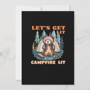 Lasst uns hingehen. Campfire Lit. Zelt Camping Cla Feiertagskarte