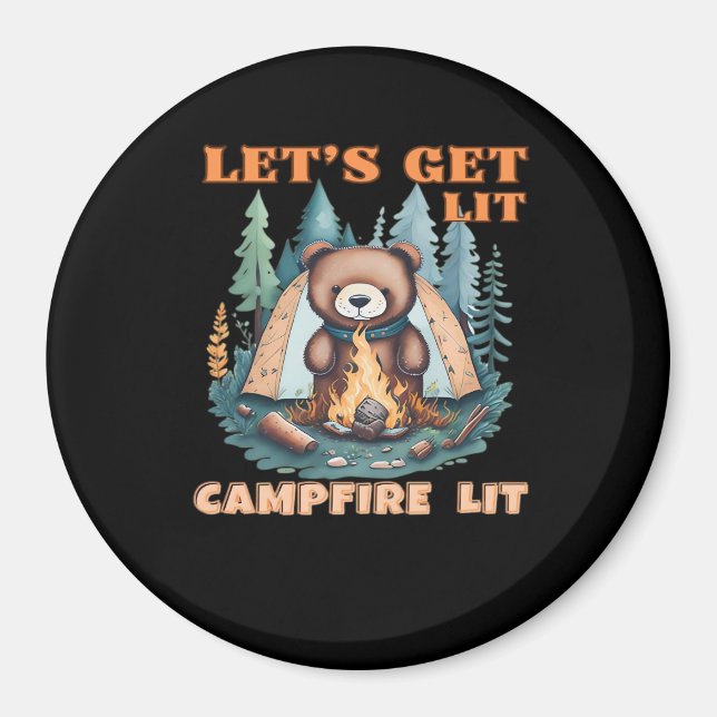 Lasst uns hingehen. Campfire Lit. Zelt Camping Cla Magnet (Vorne)