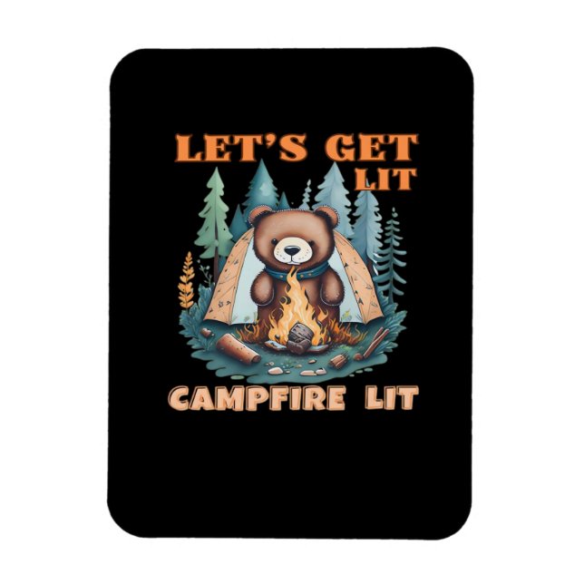 Lasst uns hingehen. Campfire Lit. Zelt Camping Cla Magnet (Vertikal)