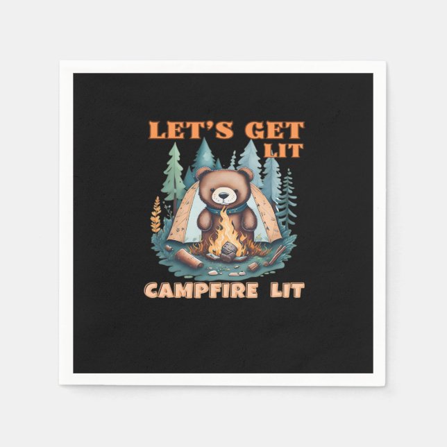 Lasst uns hingehen. Campfire Lit. Zelt Camping Cla Serviette (Vorderseite)