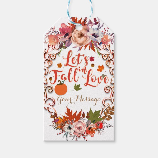 Lasst uns in der Liebe Herbst blühende Gastgeschen Geschenkanhänger (Vorderseite)