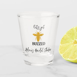 Lasst uns in die Knie gehen Glitzer Bachelorette Schnapsglas