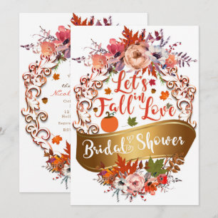 Lasst uns in Liebe fallen Herbstblumen Hochzeitsdu Einladung