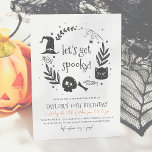 Lasst uns jedes schöne Halloween-Party machen Einladung<br><div class="desc">Halloween Geburtstagsfeier Einladungen. Dieses moderne Design zeichnet sich durch einen handgezeichnet Rahmen von Halloween-Elementen aus: eine Spinne, Spinnweben, eine schwarze Katze, einen Hexenhut, einen Schädel, Knochen, Bonbons und vieles mehr! Im Inneren steht "Lasst uns spukhaft werden!" in einem niedlichen Schriftart mit Dekoration. Darunter beginnt die Veranstaltungsinformation mit "Join us for...</div>