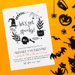 Lasst uns jedes schöne Halloween-Party machen Einladung<br><div class="desc">Halloween Geburtstagsfeier Einladungen. Dieses moderne Design zeichnet sich durch einen handgezeichnet Rahmen von Halloween-Elementen aus: eine Spinne, Spinnweben, eine schwarze Katze, einen Hexenhut, einen Schädel, Knochen, Bonbons und vieles mehr! Im Inneren steht "Lasst uns spukhaft werden!" in einem niedlichen Schriftart mit Dekoration. Darunter beginnt die Veranstaltungsinformation mit "Join us for...</div>