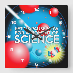 LASST UNS JETZT FÜR EINEN MOMENT DER WISSENSCHAFT  QUADRATISCHE WANDUHR