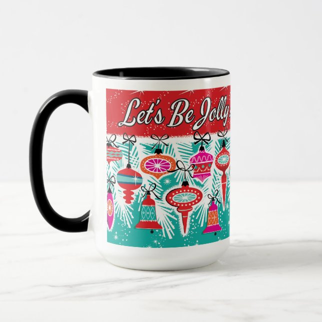 Lasst uns Jolly Retro Weihnachten sein Tasse (Links)
