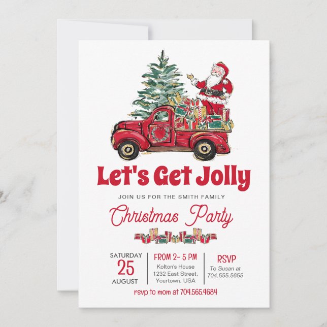 Lasst uns Jolly Weihnachts-Party einladen Einladung (Vorderseite)