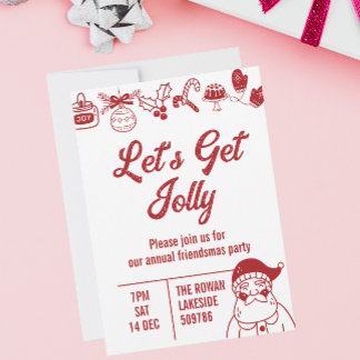 Lasst uns Jolly Weihnachts-Party Red bekommen Einladung