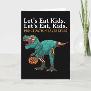 Lasst uns Kinder-Dinosaurier-Zombie-Trick-Treat-Di Karte