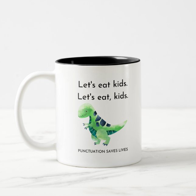 Lasst uns Kinder essen. Lasst uns essen, Kinder. Zweifarbige Tasse (Links)