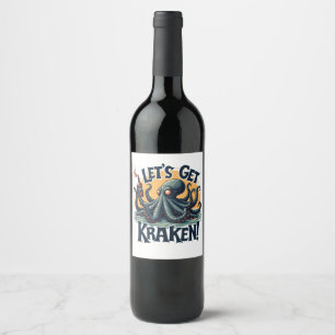 Lasst uns Kraken Funny Rum trinken Kratopus bekomm Weinetikett