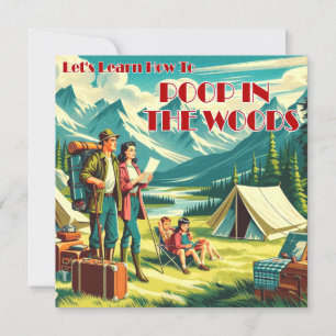 Lasst uns lernen, wie man im Camping Holz Kacke Feiertagskarte