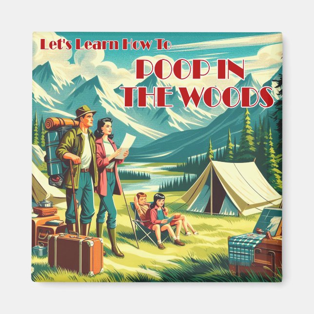 Lasst uns lernen, wie man im Camping Holz Kacke Magnet (Vorne)