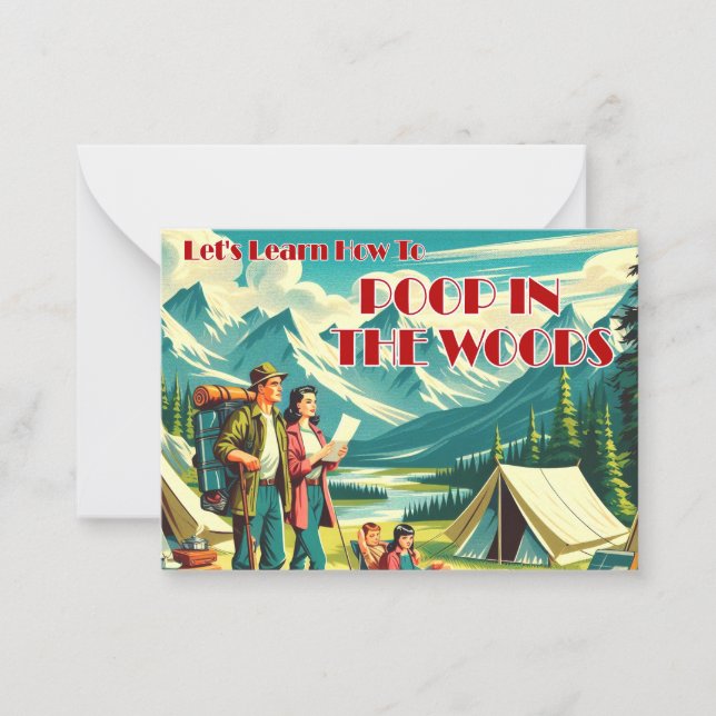 Lasst uns lernen, wie man im Camping Holz Kacke Mitteilungskarte (Vorderseite)
