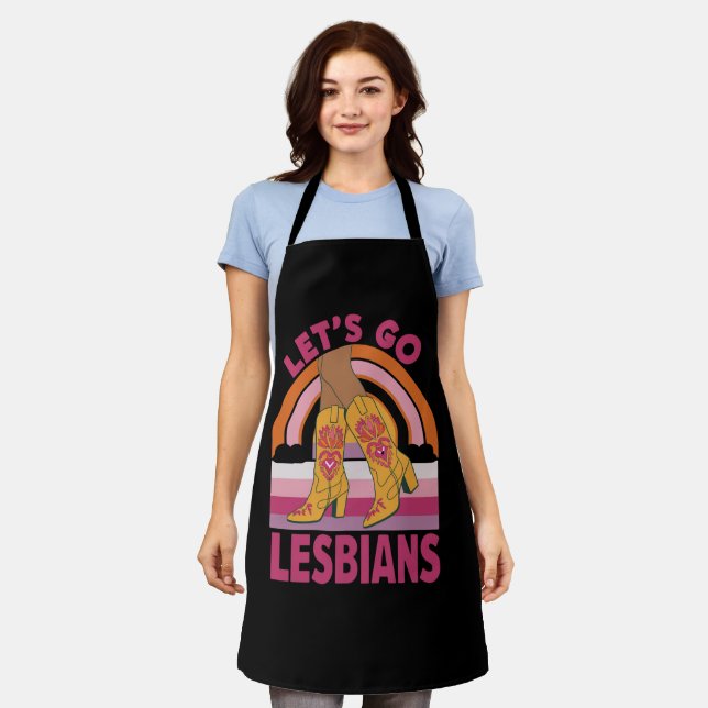 Lasst uns Lesben LGBTQ Pride Monat Cowgirl gehen Schürze (Getragen)